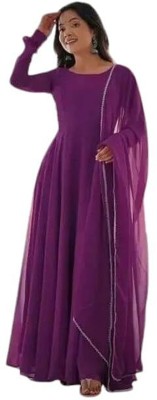 rankar Women Embroidered Anarkali Kurta(Purple)