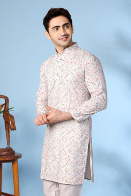 vastraveda Men Abstract, Printed Straight Kurta(Multicolor)