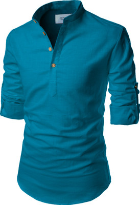 Edinwolf Men Solid A-line Kurta(Light Blue)