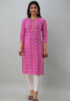 REHAN Women Printed Straight Kurta(Pink)