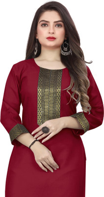 Shree Sarvottam Fashion Women Self Design A-line Kurta(Maroon)