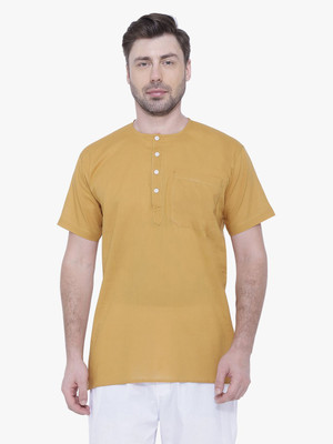 Rajubhai Hargovindas Men Solid Straight Kurta(Gold)
