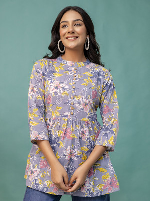 Feranoid Retail Women Printed Flared Kurta(Multicolor)