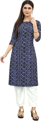 Maridiifashion Women Printed Straight Kurta(Dark Blue)