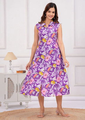 ENTERPRISESNEHA Women Floral Print A-line Kurta(Purple)