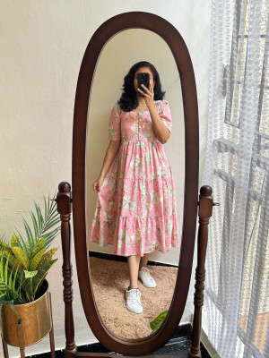 AURIPRX FASHION Women Printed Anarkali Kurta(Pink)