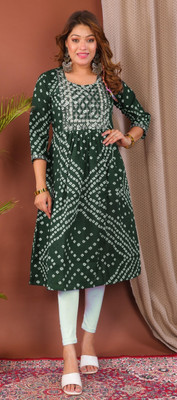 PARTH FASHIONS Women Self Design A-line Kurta(Green)
