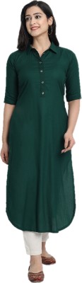 Kartutva Women Solid Pathani Kurta(Green)