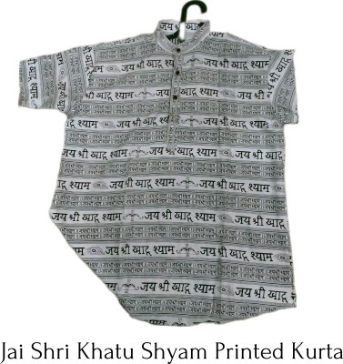 LIBSADRESSES Men Printed Straight Kurta(Black, Grey)