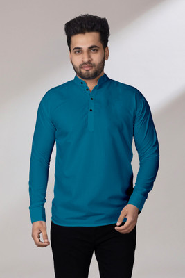 Fashion Marts Men Solid Straight Kurta(Dark Green)