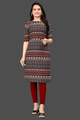 RANGRASIYA CORPORATION Women Printed Straight Kurta(Red)