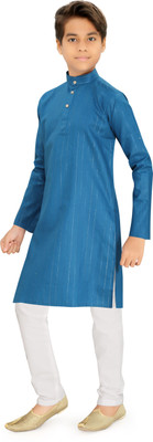 VALAKI Boys Solid Straight Kurta(Blue)