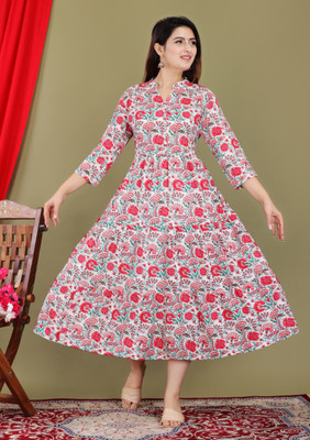Shree Ganesh Fashion Women Floral Print Anarkali Kurta(Red)