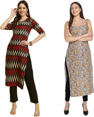 HouseOfCommon Women Printed Straight Kurta(Multicolor)