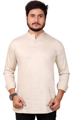 MADE IN THE SHADE Men Self Design Straight Kurta(Pink)