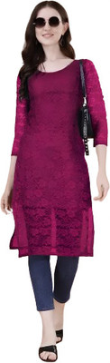 Shree Guru Fashion Mart Women Self Design Flared Kurta(Blue)