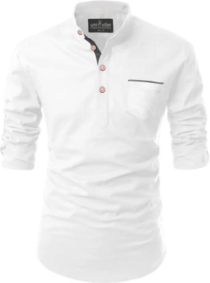 Univibe Men Solid Straight Kurta(White)