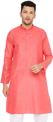 MAHARAJA Men Solid Straight Kurta(Orange)