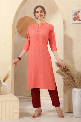 Divastri Women Self Design Straight Kurta(Red)