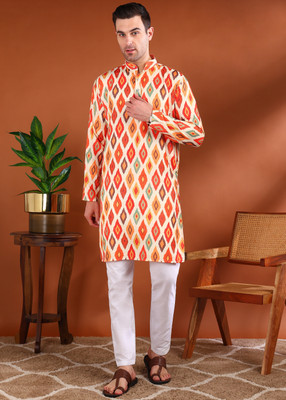 allan peter Men Printed Straight Kurta(Multicolor)