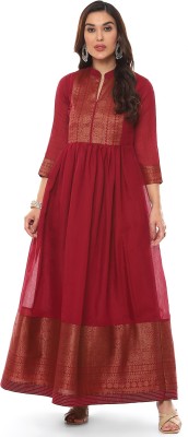 BIBA Women Printed Flared Kurta(Maroon)