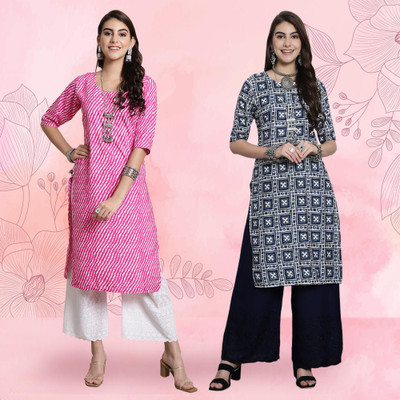 EthnicBasket Women Printed Straight Kurta(Multicolor)