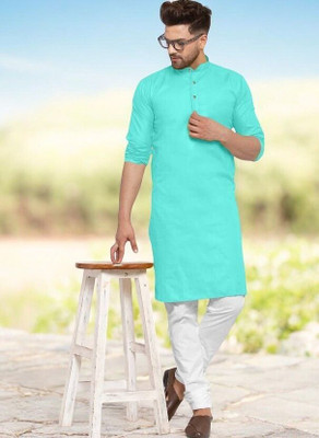 Rashmi Genz Men Printed Straight Kurta(Light Blue)