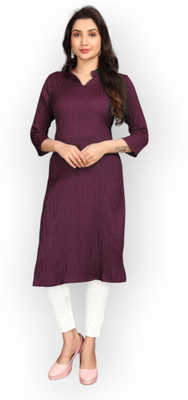 HKFASHIONS Women Self Design Straight Kurta(Maroon)