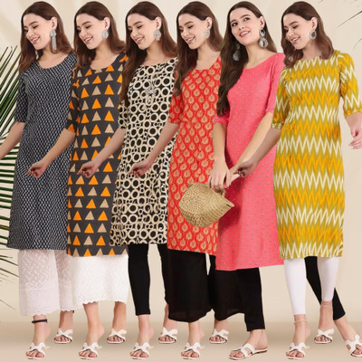 EthnicBasket Women Printed Straight Kurta(Multicolor)