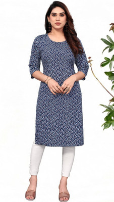 Shree Saarvotam Fashion Women Striped Straight Kurta(Blue)