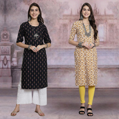 Moda Rapido Women Printed Straight Kurta(Multicolor)