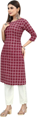 Maridiifashion Women Printed Straight Kurta(Maroon)