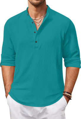 HEMADHAV Men Solid Straight Kurta(Green)