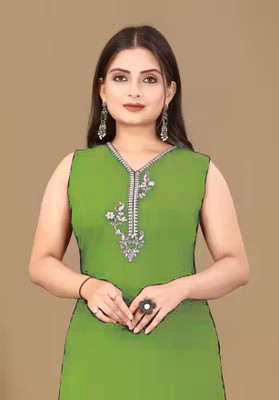 JENIY FASHION Women Embroidered, Solid Straight Kurta(Light Green)