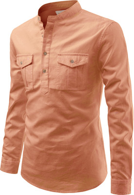 UNIFAV Men Solid Pathani Kurta(Orange)