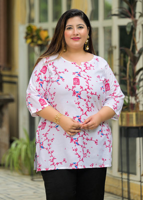 RopaDeModa Women Printed Straight Kurta(White)