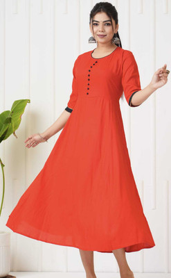 Tulsi fashion Women Solid Anarkali Kurta(Red)