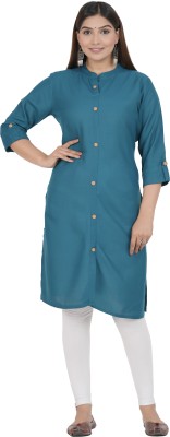 Mihika Fashion Women Solid A-line Kurta(Light Blue)