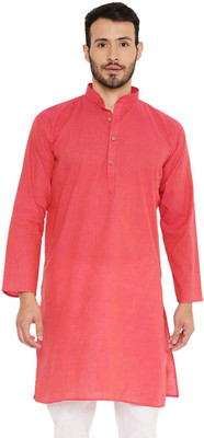 MAHARAJA Men Solid Straight Kurta(Pink)