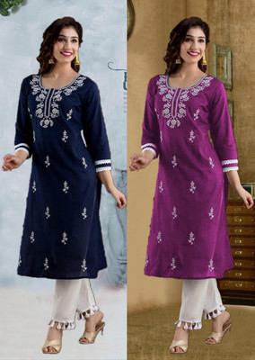 SISTO Women Embroidered A-line Kurta(Multicolor)