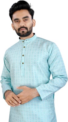 UNIQUE MOMENTS Men Embellished Straight Kurta(Light Blue)