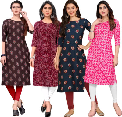 KurtisMart Women Printed Straight Kurta(Multicolor)