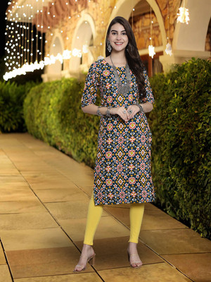 1 Stop Fashion Women Self Design A-line Kurta(Multicolor)