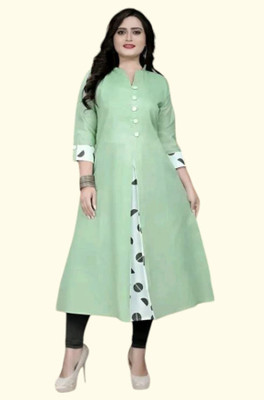 Texpa Fashion Women Striped A-line Kurta(Green)