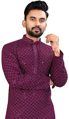 Growwax Men Embellished Straight Kurta(Multicolor)
