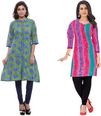 WEATHER CHANGER Women Floral Print Asymmetric Kurta(Multicolor)