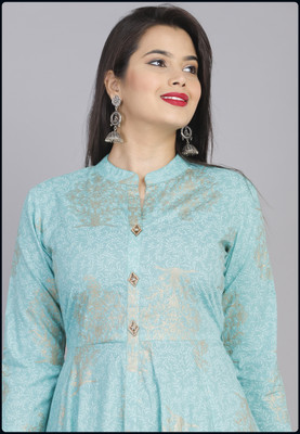 RACHNA FASHION Women Printed Anarkali Kurta(Blue)