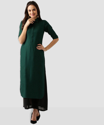 LIBAS Women Abstract Pathani Kurta(Green)