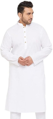 ETHINICA Men Solid A-line Kurta(White)