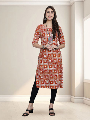 1 Stop Fashion Women Self Design A-line Kurta(Orange)